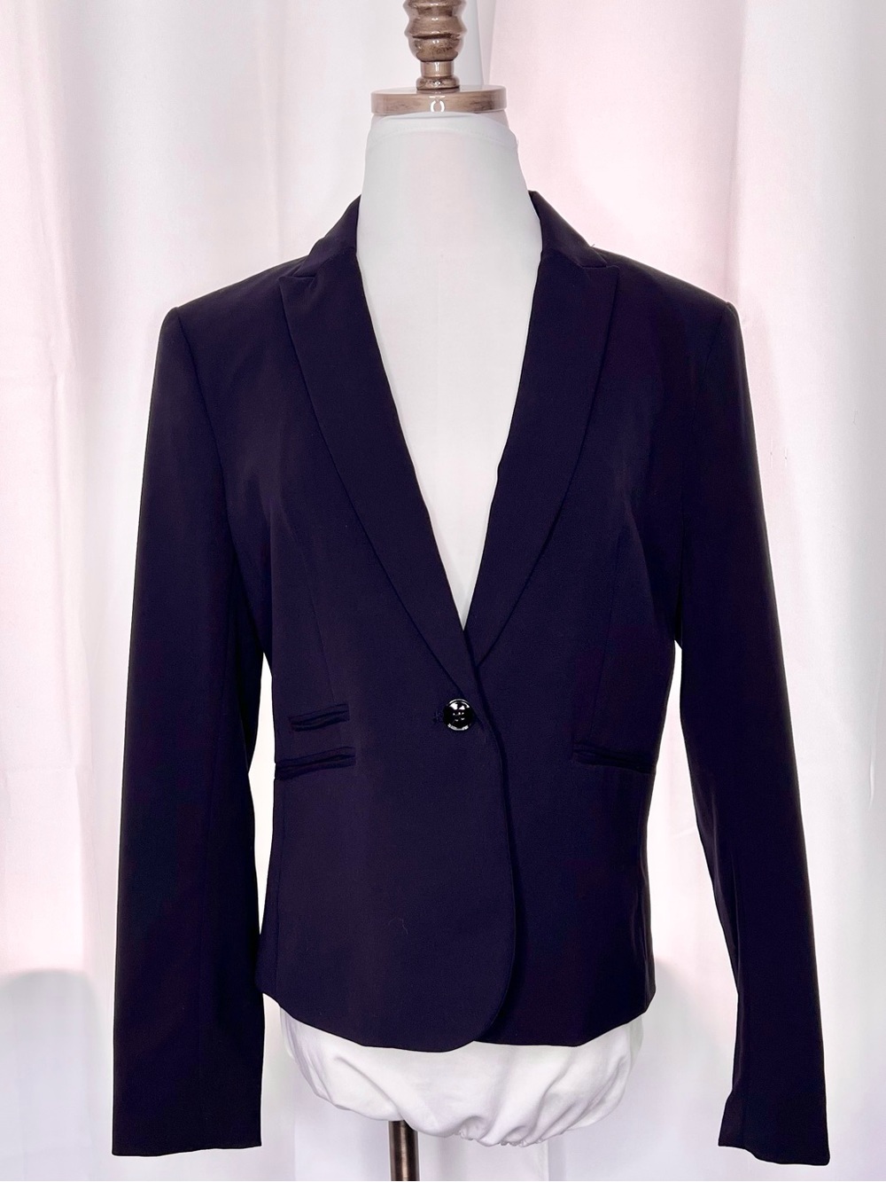 H&M WOMEN’S TAILORED ONE BUTTON BLAZER NAVY BLUE SIZE 12